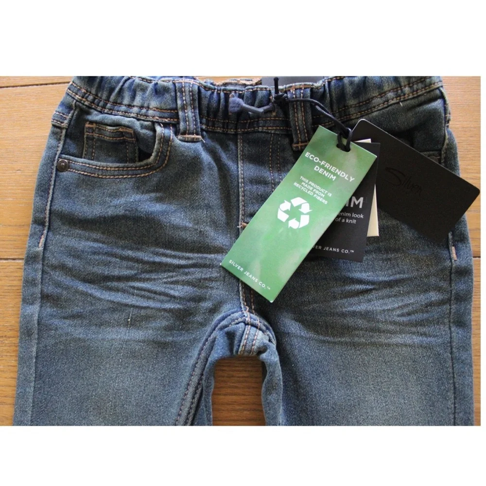 Silver Jeans Co. Boys Cairo Skinny Fit Pull On Knit Denim Jeans New Size 4